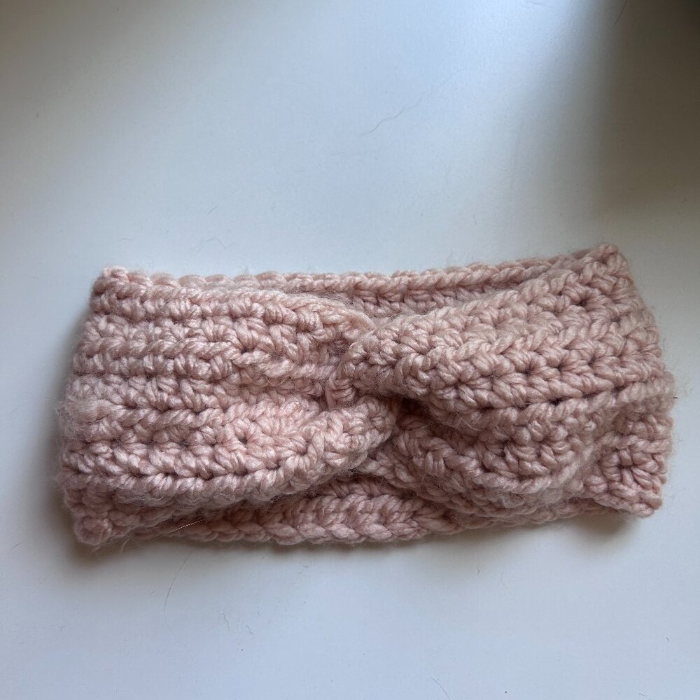 Women's Pink Hand Made Knit Winter Headband